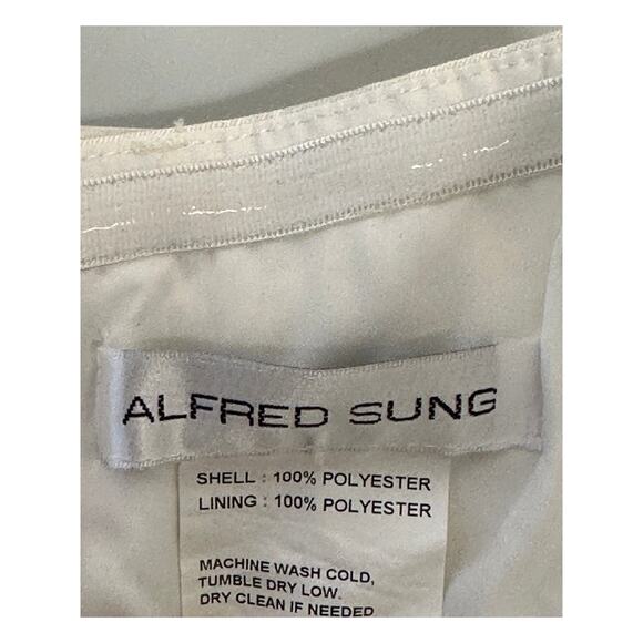 Alfred Sung NWT White Strapless Satin Column Mini Dress Oversized Bow Formal 8 - Picture 5 of 11